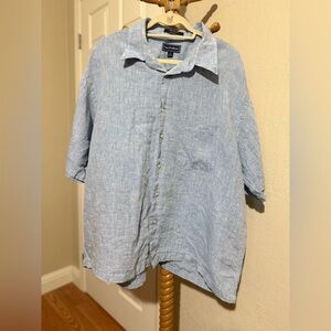 Paul Frederick Light Blue Linen Button-Up Shirt Size 2XL